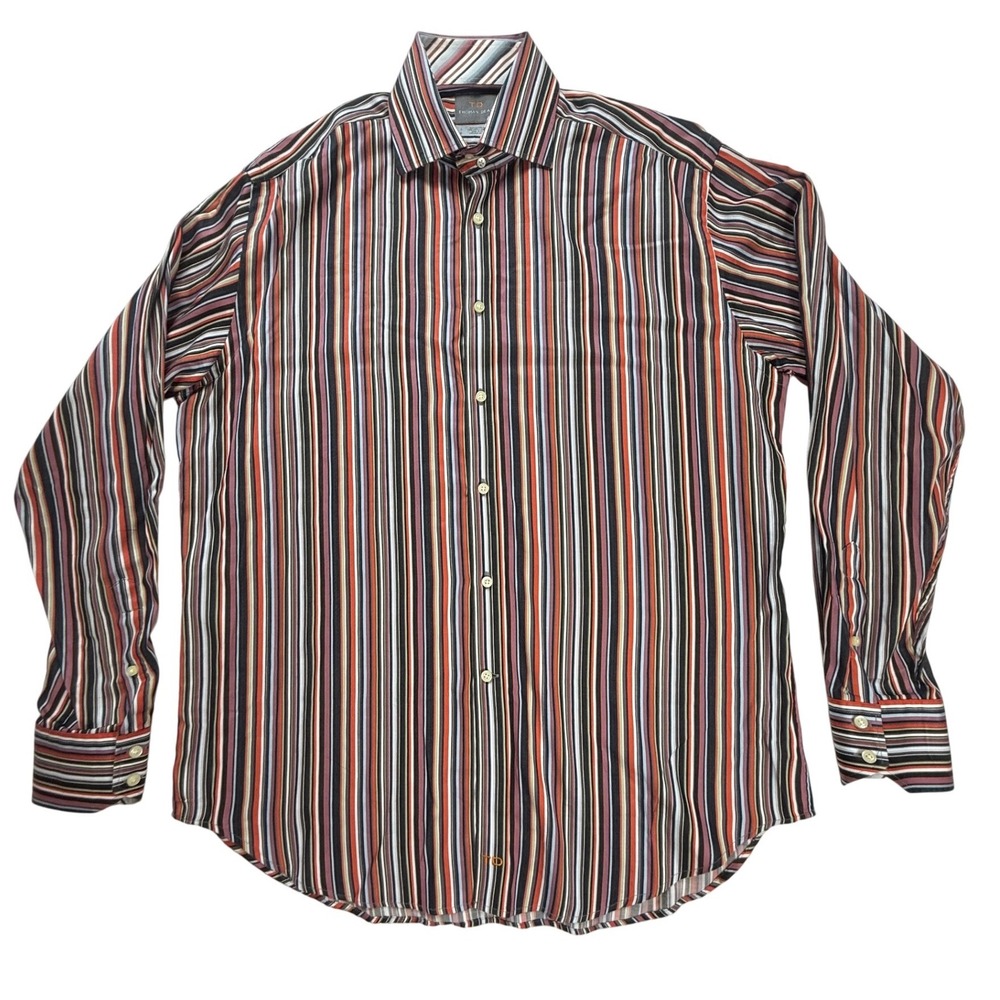 Lot Thomas Dean & Tommy Hilfiger Mens Button Down Shirts Stripe Cotton Size L XL